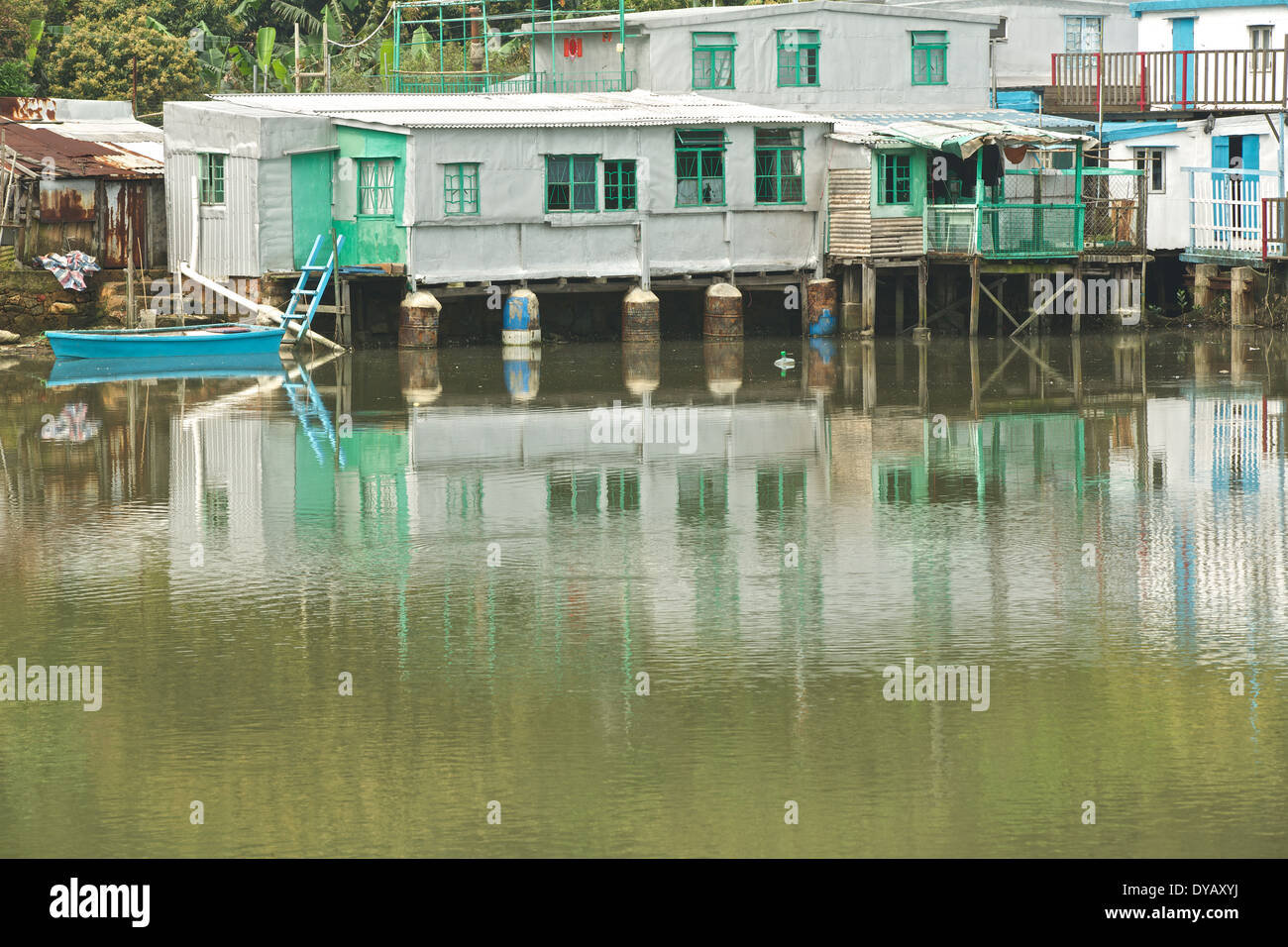 Häuser auf Stelzen In 'Tai O'Traditionelle chinesische Fischerdorf, Lantau Island, Hong Kong. Stockfoto