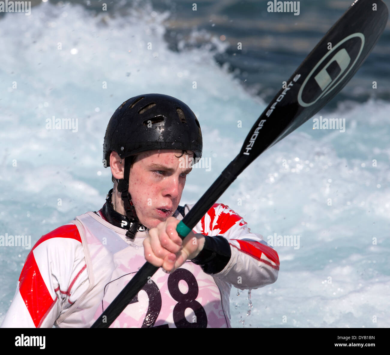 Jonathan ATKINSON, B letzte K1 Männer GB Kanu Slalom 2014 Auswahl Studien Lee Valley White Water Centre, London, UK Stockfoto