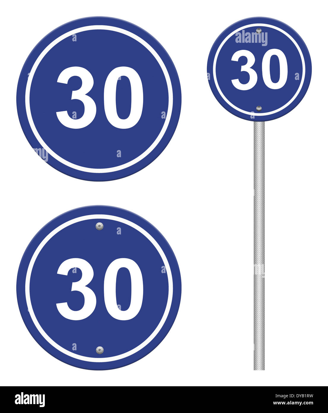 Ein Schild zeigt eine Geschwindigkeitsbegrenzung Stockfoto