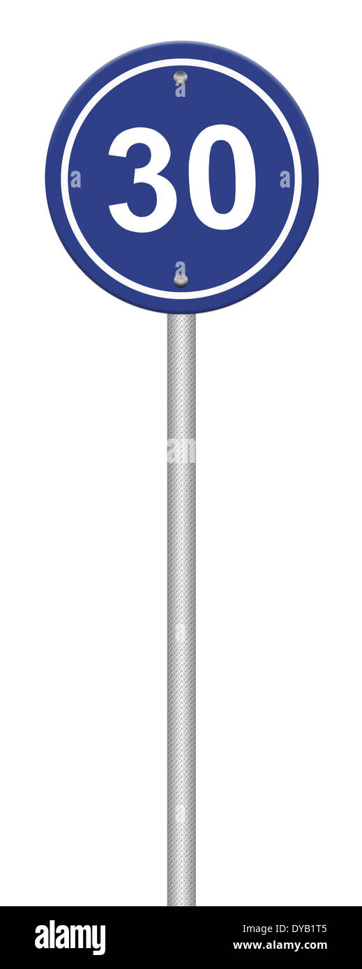 Ein Schild zeigt eine Geschwindigkeitsbegrenzung Stockfoto