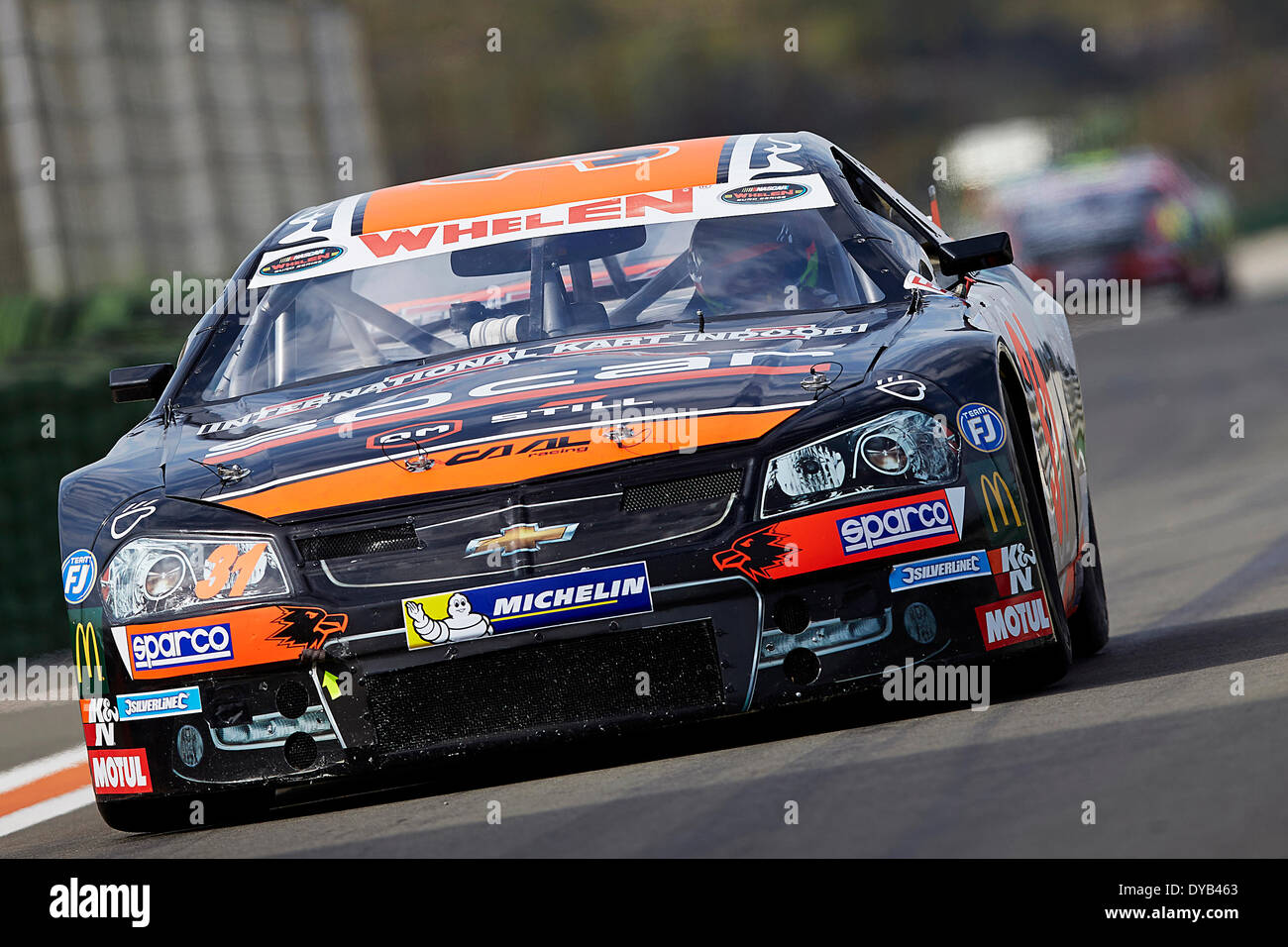 Valencia, Spanien. 12. April 2014. Fabrizio Armetta Italiens in Aktion während des Trainings der Baureihe Nascar Whelen Euro am Circuit De La Comunitat Valenciana, Cheste, Valencia Credit: Action Plus Sport/Alamy Live News Stockfoto