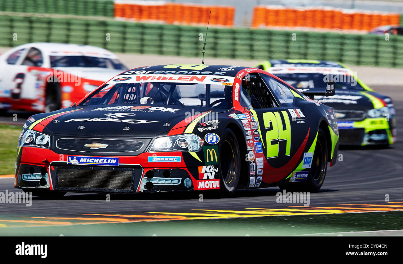Valencia, Spanien. 12. April 2014. Anthony Kumpen Belgiens in Aktion während der Elit 1 Nascar Whelen Euroserie am Circuit De La Comunitat Valenciana, Cheste, Valencia Credit: Action Plus Sport/Alamy Live News Stockfoto