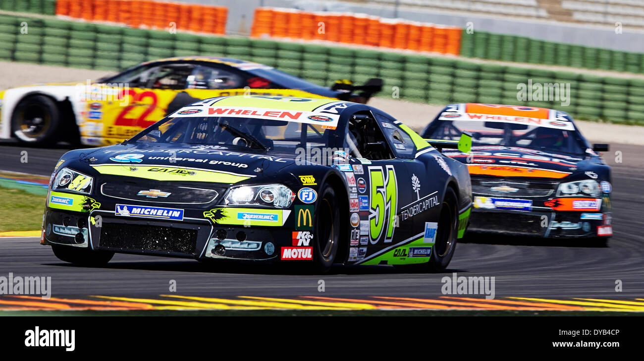 Valencia, Spanien. 12. April 2014. Eddie Cheever III. von Italien in Aktion während der Elit 1 Nascar Whelen Euroserie am Circuit De La Comunitat Valenciana, Cheste, Valencia Credit: Action Plus Sport/Alamy Live News Stockfoto
