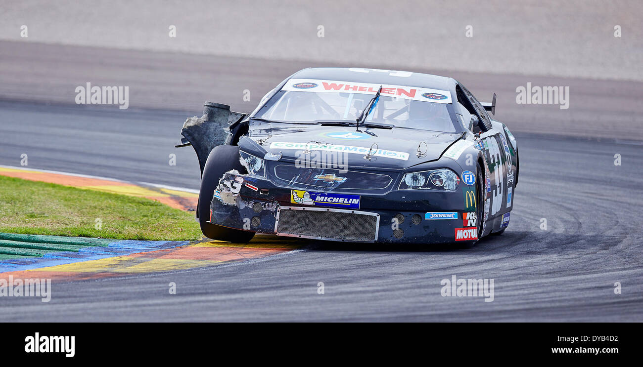 Valencia, Spanien. 12. April 2014. Nicolo Rocca in Aktion während der Nascar Whelen Euro Seriese Elit 2 am Circuit De La Comunitat Valenciana, Cheste, Valencia Credit: Action Plus Sport/Alamy Live News Stockfoto