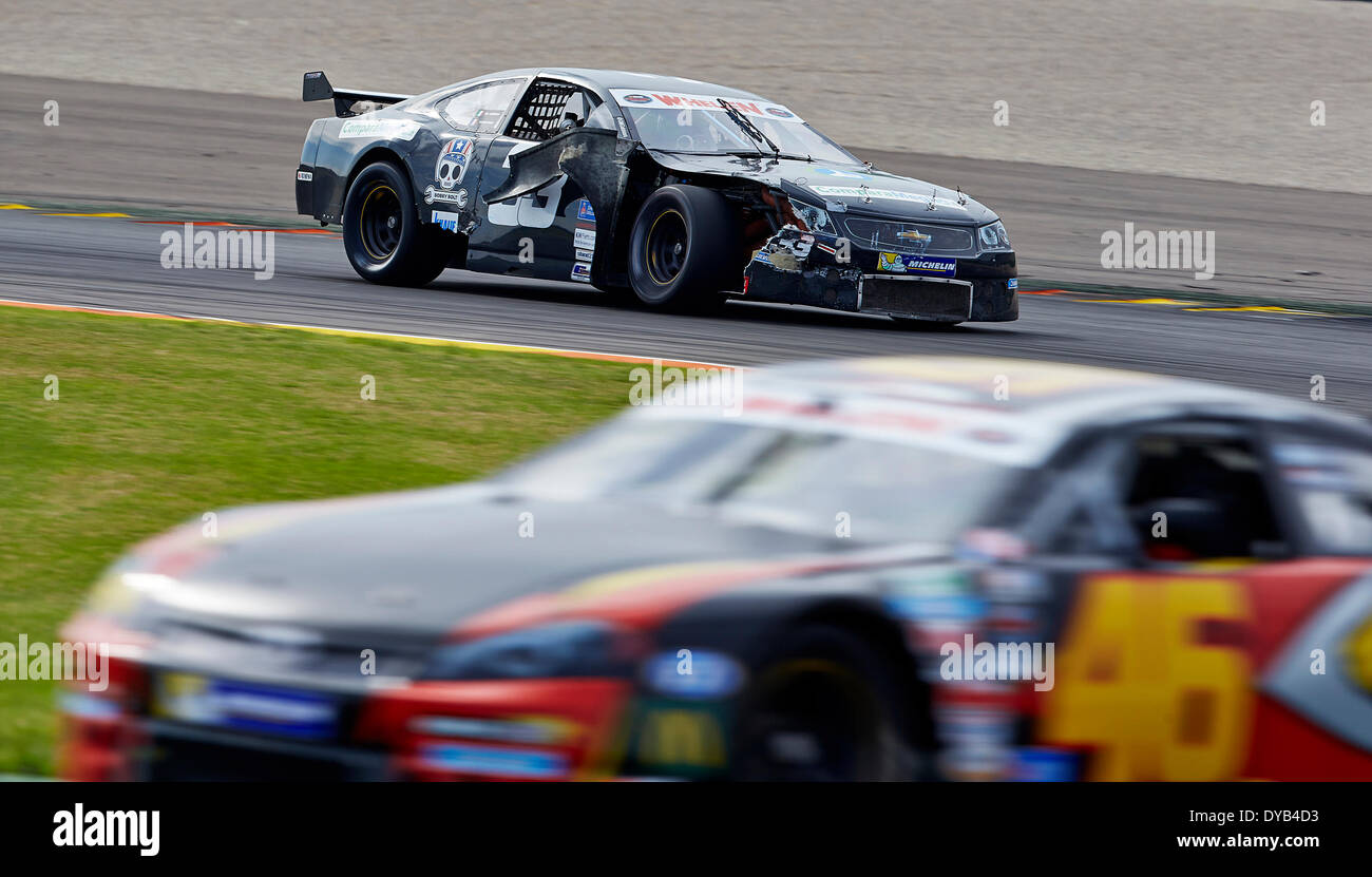 Valencia, Spanien. 12. April 2014. Nicolo Rocca in Aktion während der Nascar Whelen Euro Seriese Elit 2 am Circuit De La Comunitat Valenciana, Cheste, Valencia Credit: Action Plus Sport/Alamy Live News Stockfoto