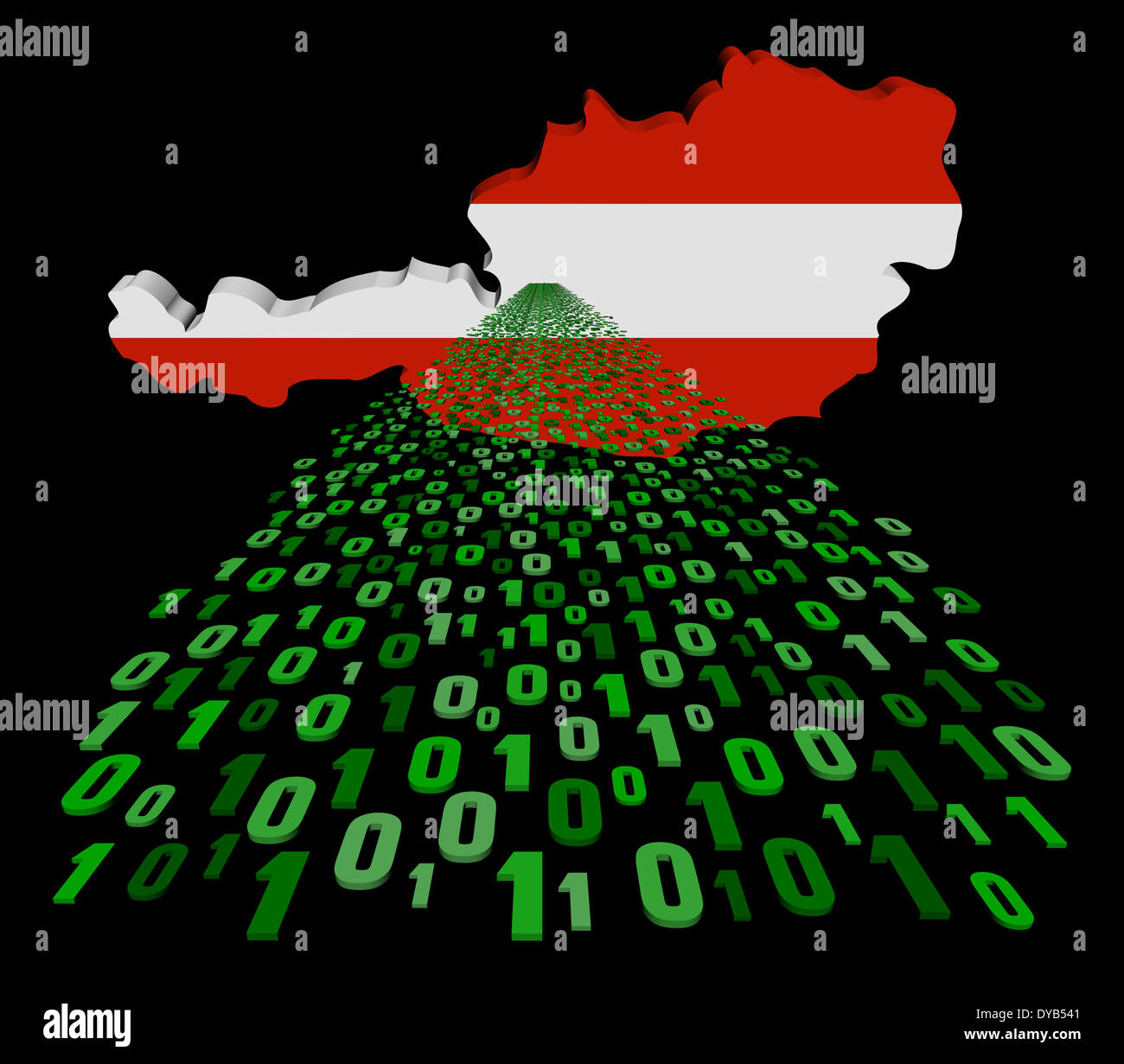 Österreich Karte Flagge mit binären Vordergrund illustration Stockfoto