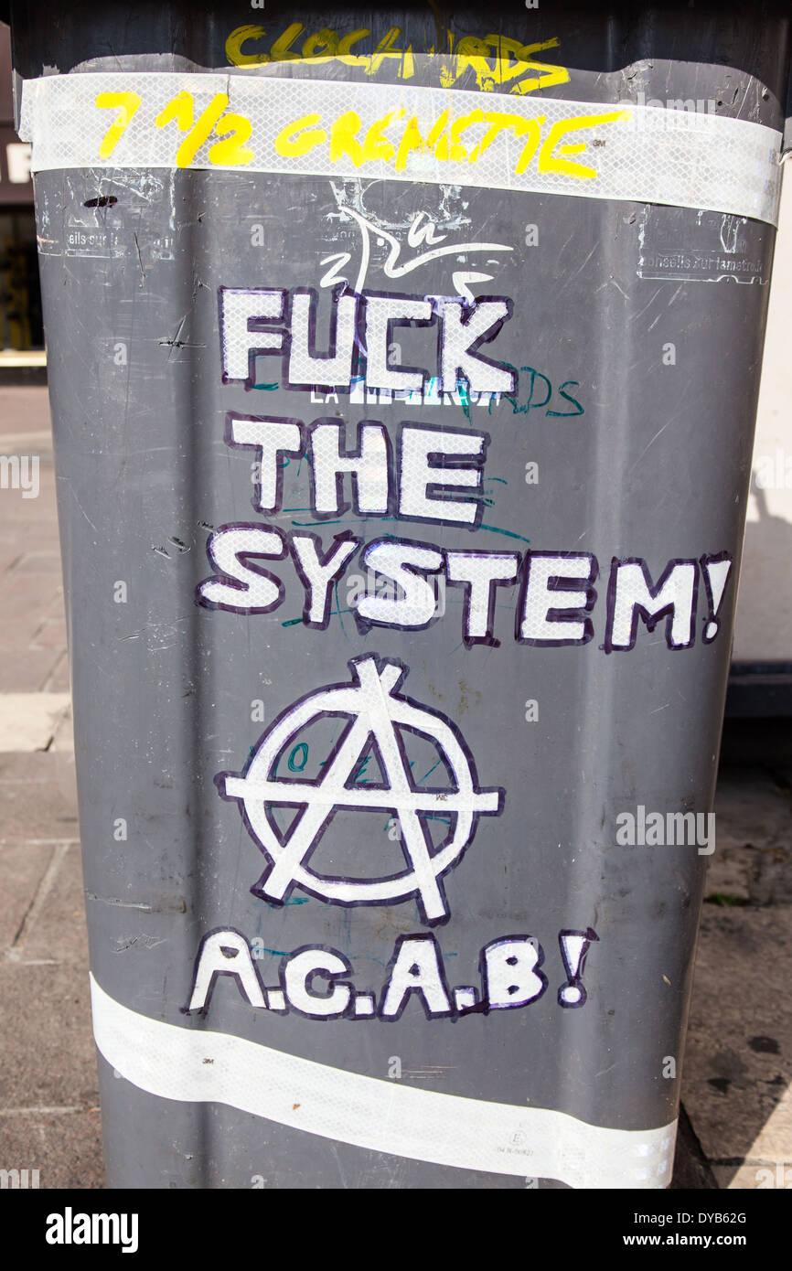 Anarchist Graffiti Grenoble Frankreich Stockfoto
