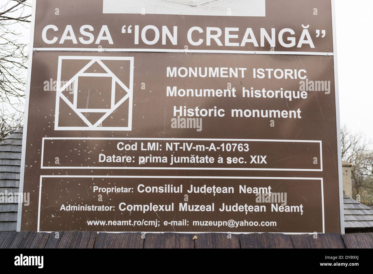 Das Gedenkmuseum Ion Creanga aus Humulesti – Neamţ County Stockfoto