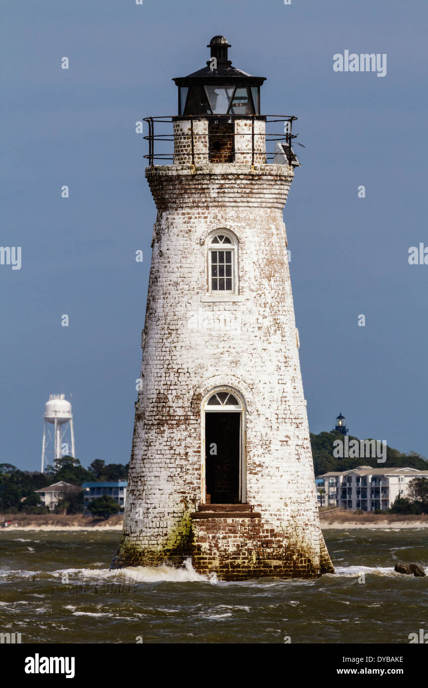 Cockspur Insel Leuchtturm am Savannah River in Georgien. Stockfoto