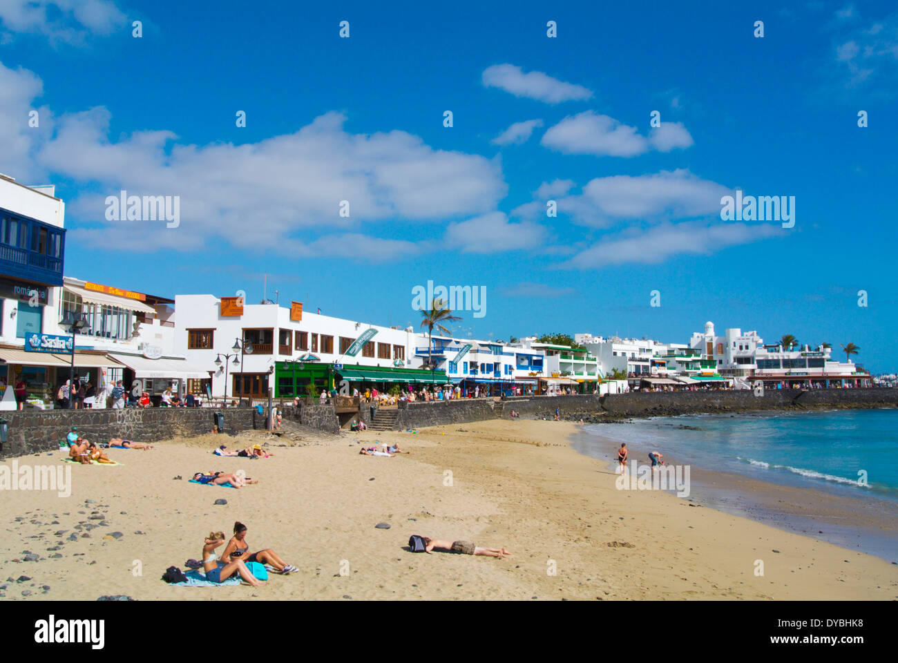 Playa Blanca, die ich am Strand, Playa Blanca, Lanzarote, Kanarische Inseln, Spanien, Europa Stockfoto
