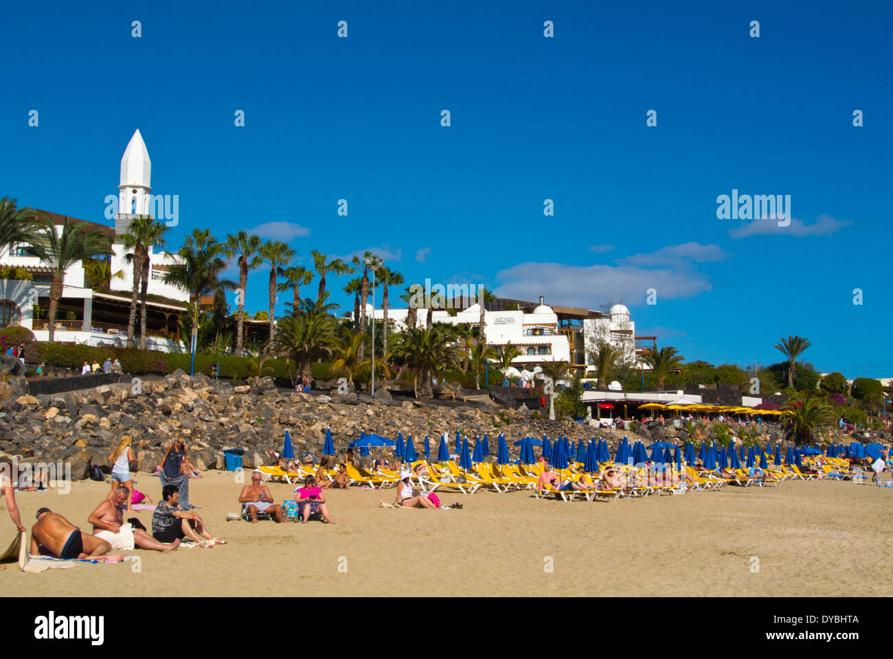 Strand Playa Dorada, Playa Blanca, Lanzarote, Kanarische Inseln, Spanien, Europa Stockfoto