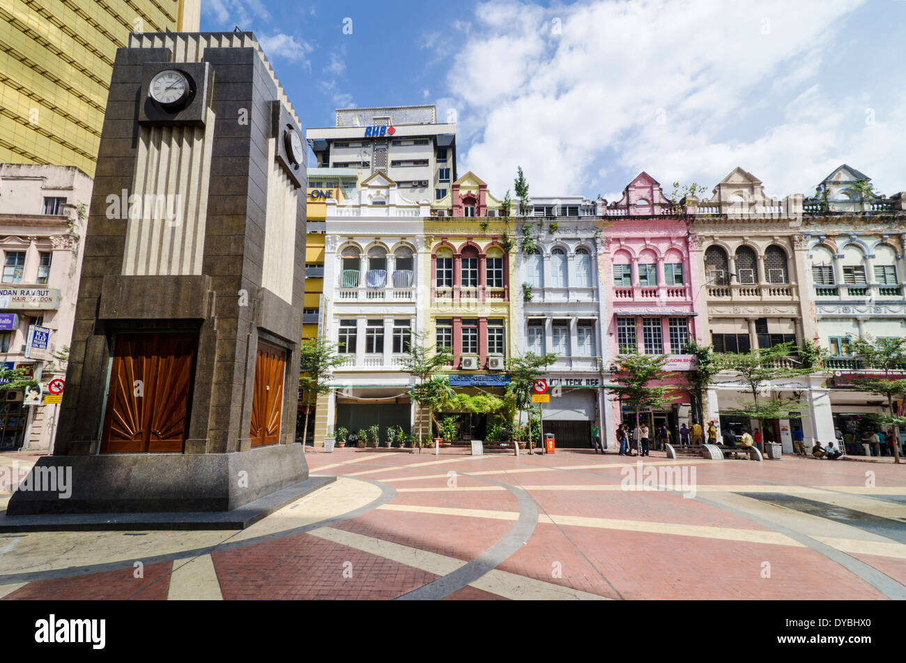 Alte Markt quadratische Uhrenturm Medan Pasar, Kuala Lumpur, Malaysia Stockfoto