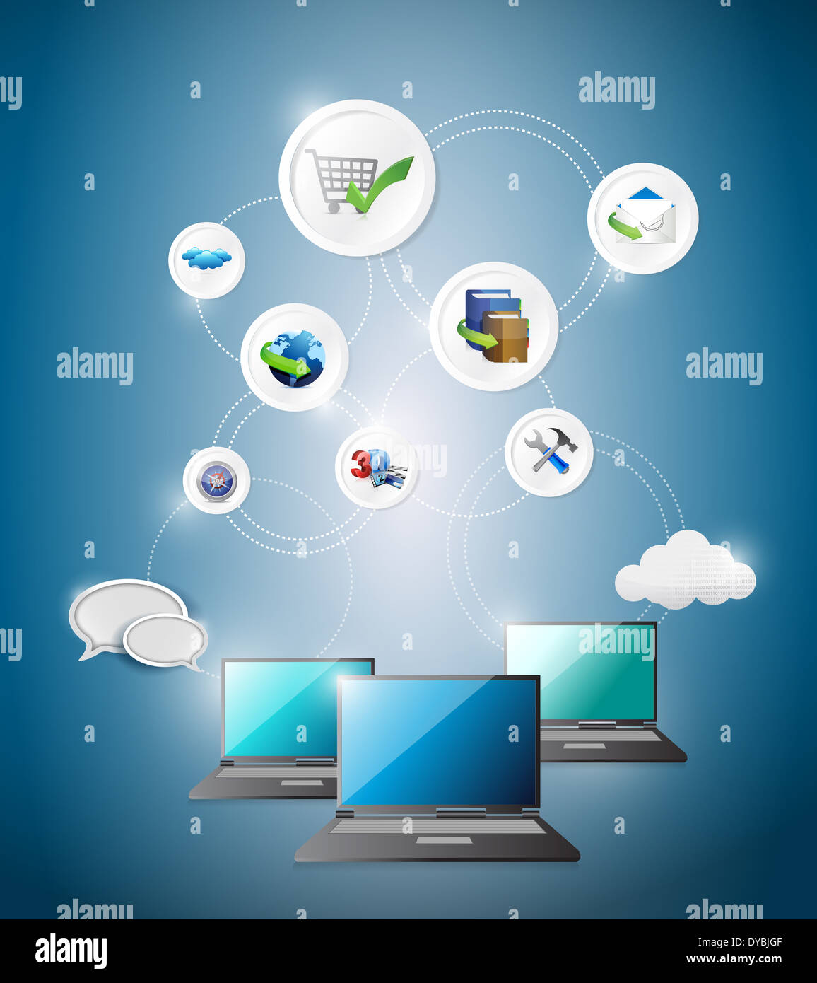 Computer Dienstleistungen Idee konzeptionelle Karte Illustration Design Grafik Stockfoto