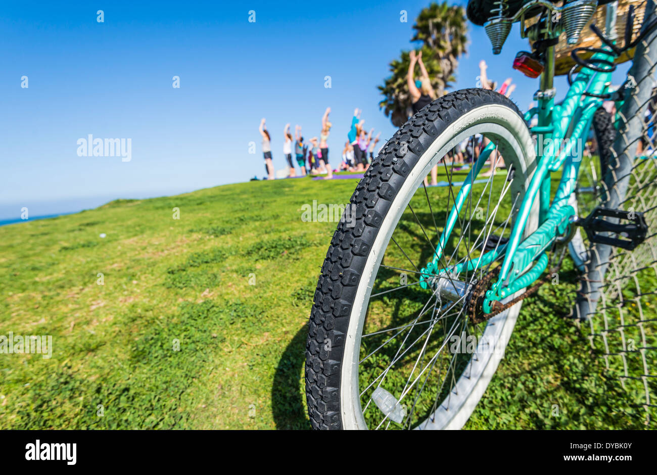 Nahaufnahme von einem Fahrradreifen. Gesetz Street Park, San Diego, California, Vereinigte Staaten von Amerika. Stockfoto