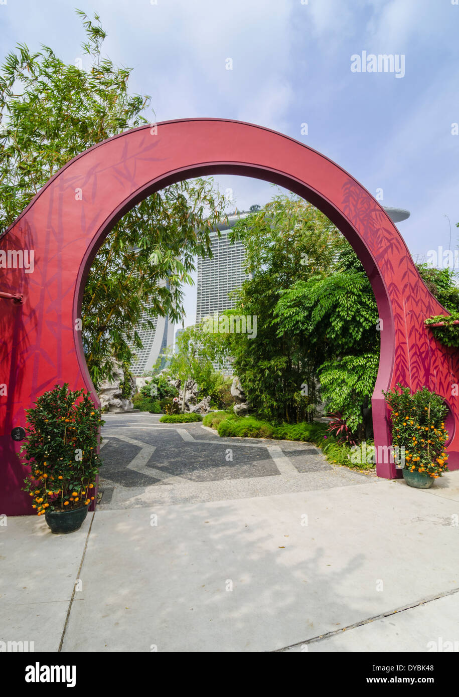 Chinese Garden Eingang, Gardens by the Bay, Singapur Stockfoto
