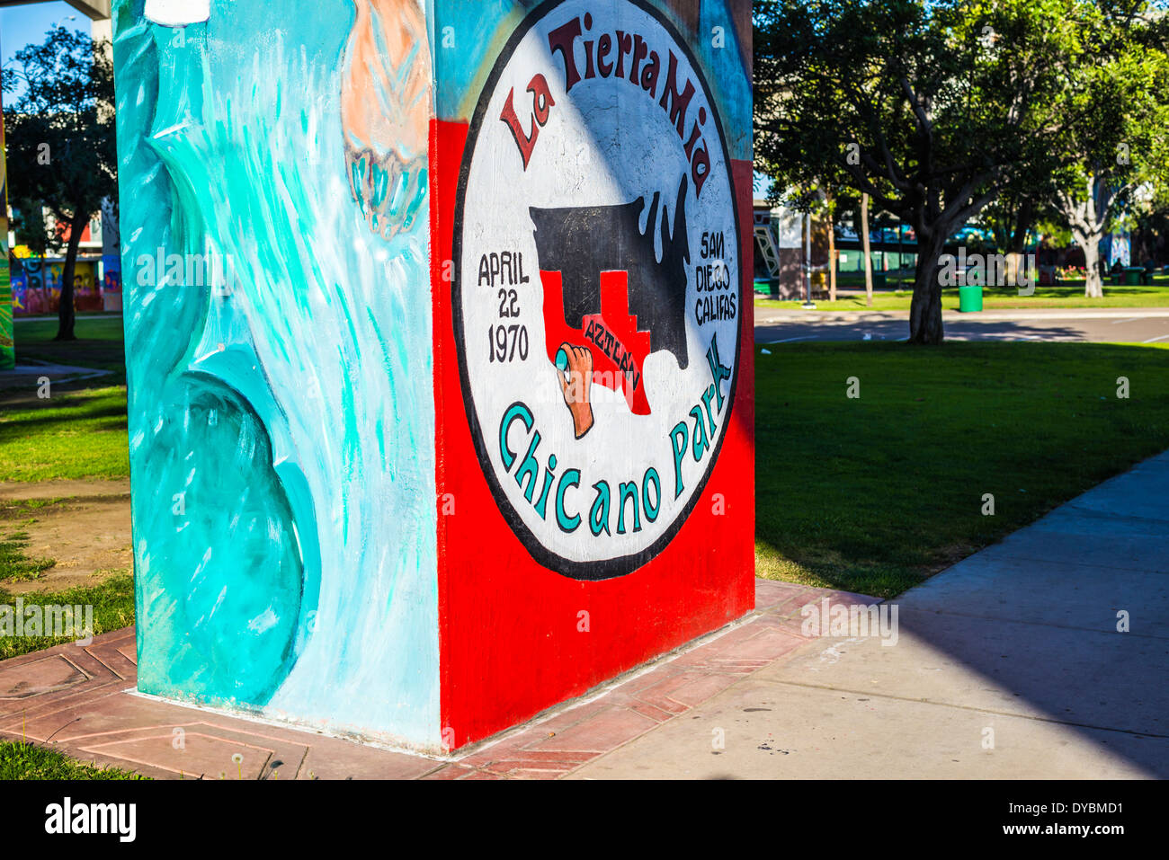 Chicano Park Wandbild. Barrio Logan, San Diego, California, Vereinigte Staaten von Amerika. Stockfoto