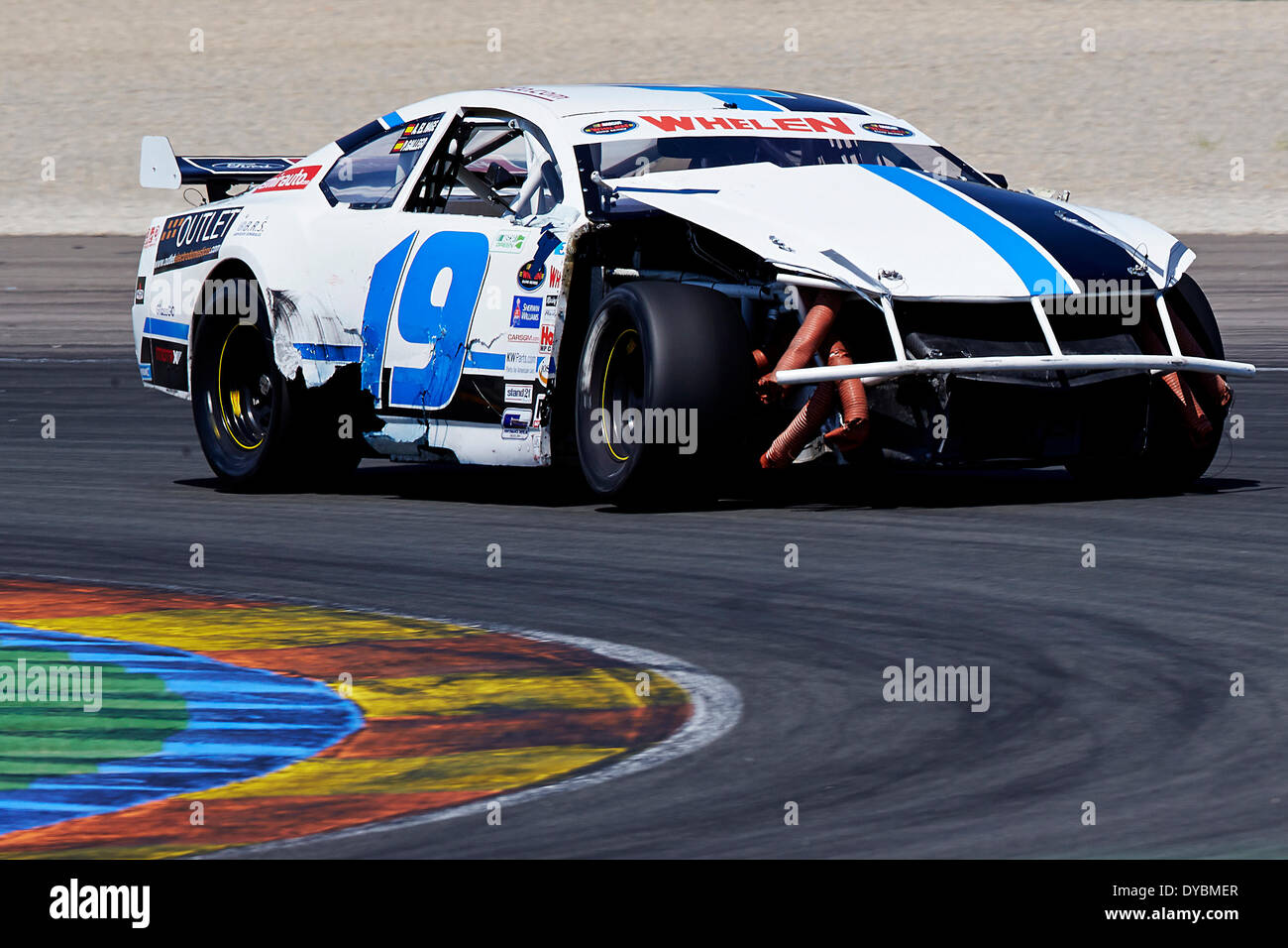 Valencia, Spanien. 13. April 2014. Pablo Gallego Spaniens in Aktion während der Nascar Whelen Euroserie Elit 2 Rennen am Circuit De La Comunitat Valenciana, Cheste, Valencia Credit: Action Plus Sport/Alamy Live News Stockfoto