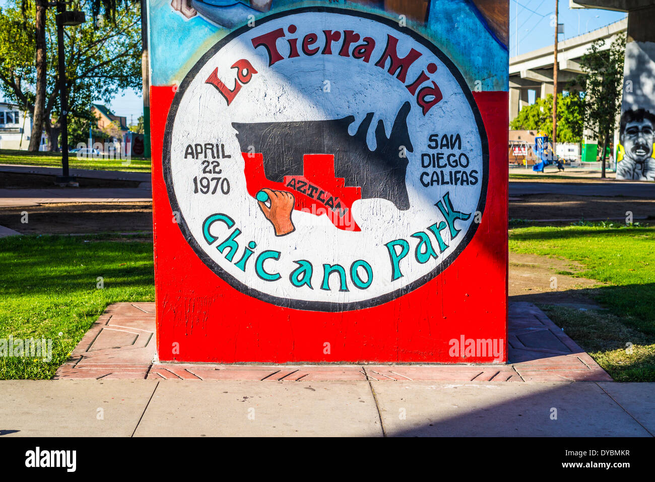 Chicano Park Wandbild. Barrio Logan, San Diego, California, Vereinigte Staaten von Amerika. Stockfoto