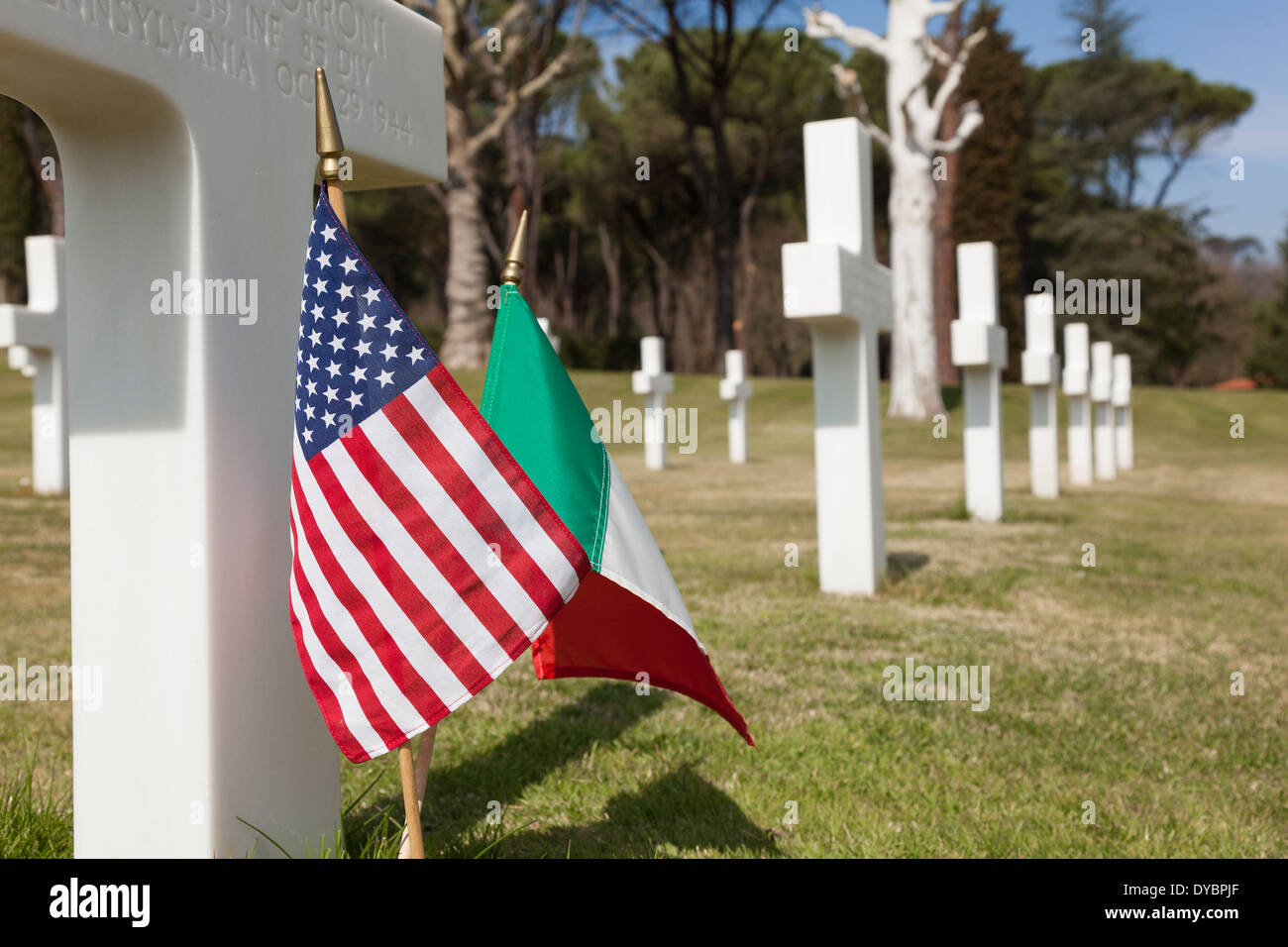 Amerikanischen 2. Welt Krieg Friedhof und Denkmal, Falciani, Florenz, Toskana, Italien Stockfoto