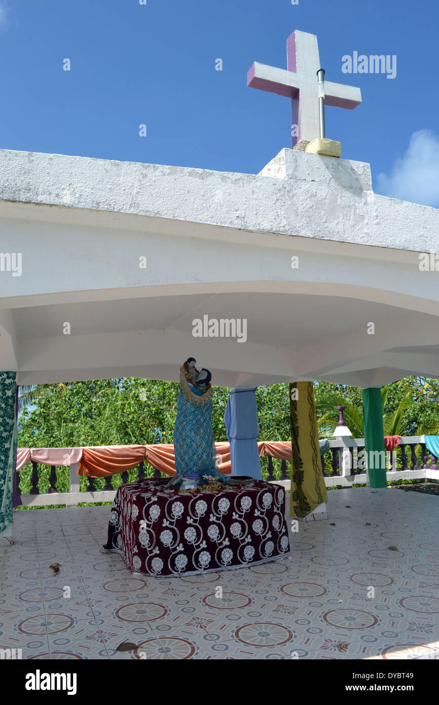 Traditionelle christliche Altar in Nukutapu Insel, Insel Wallis, Wallis und Futuna, Melanesien, Südsee Stockfoto
