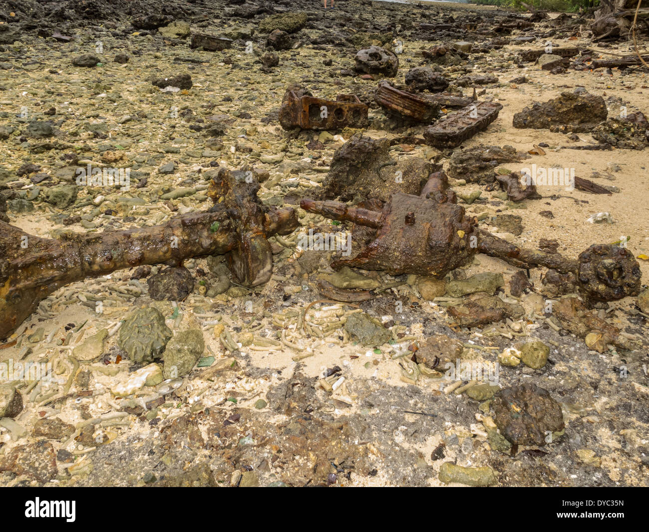 Million-Dollar-Punkt, Vanuatu. US WW2 dumping Punkt für militärische Gebrauchtmaschinen am Ende des Krieges. Stockfoto