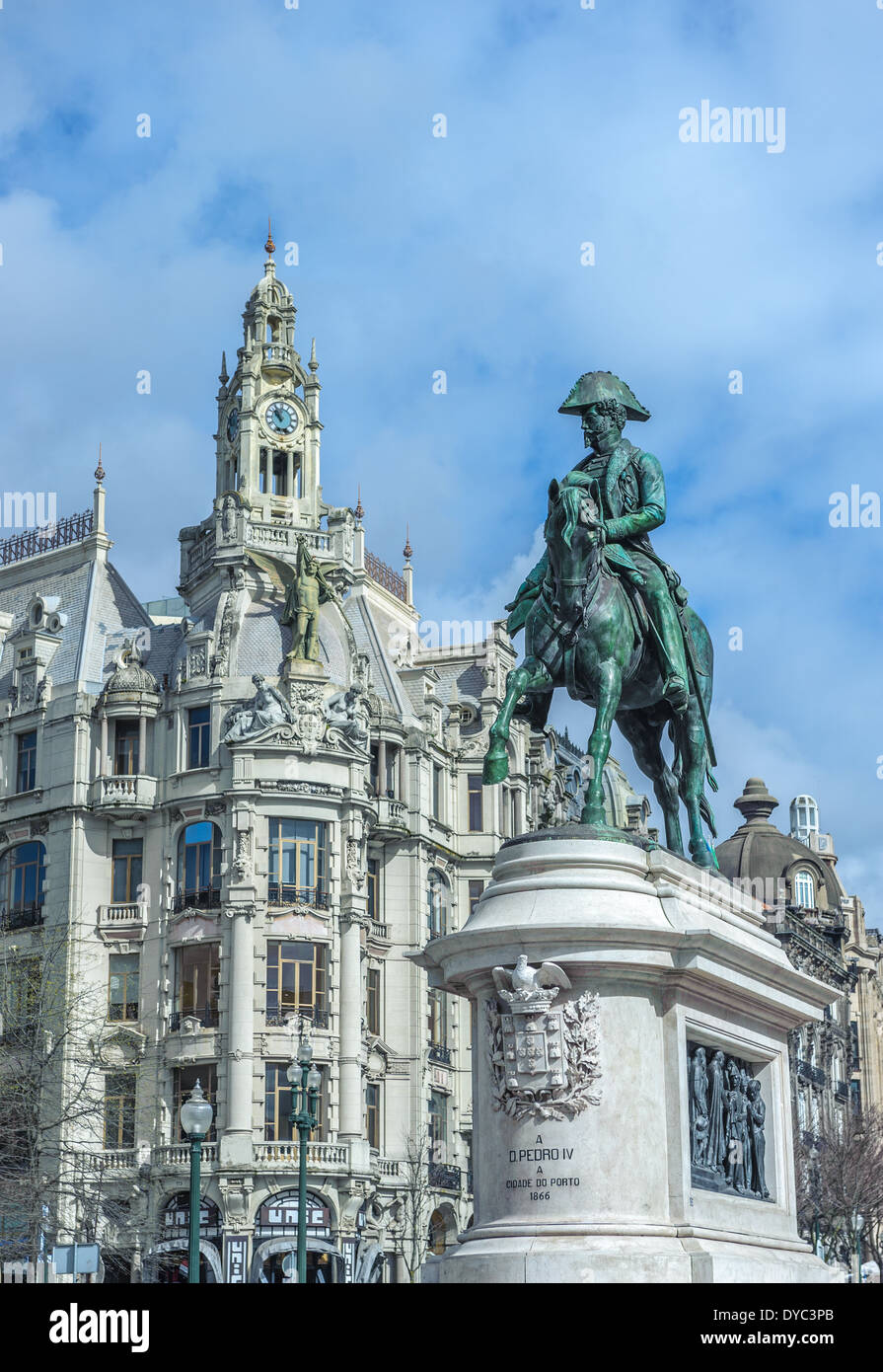 Statue von König Pedro IV, Porto, Portugal Stockfoto