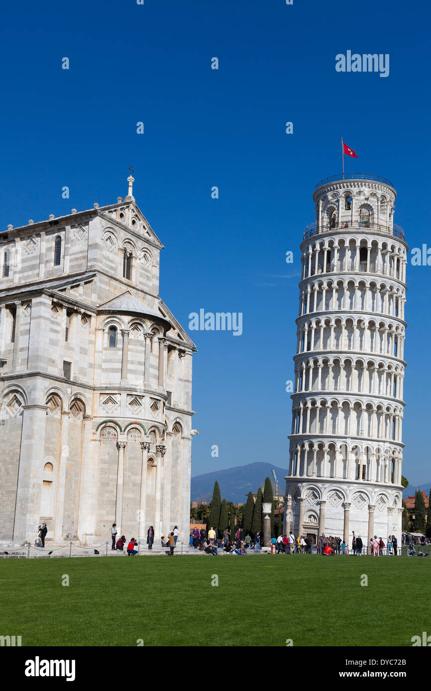 Pisa Turm und Dom, Piazza dei Miracoli, Pisa, Toskana, Italien Stockfoto