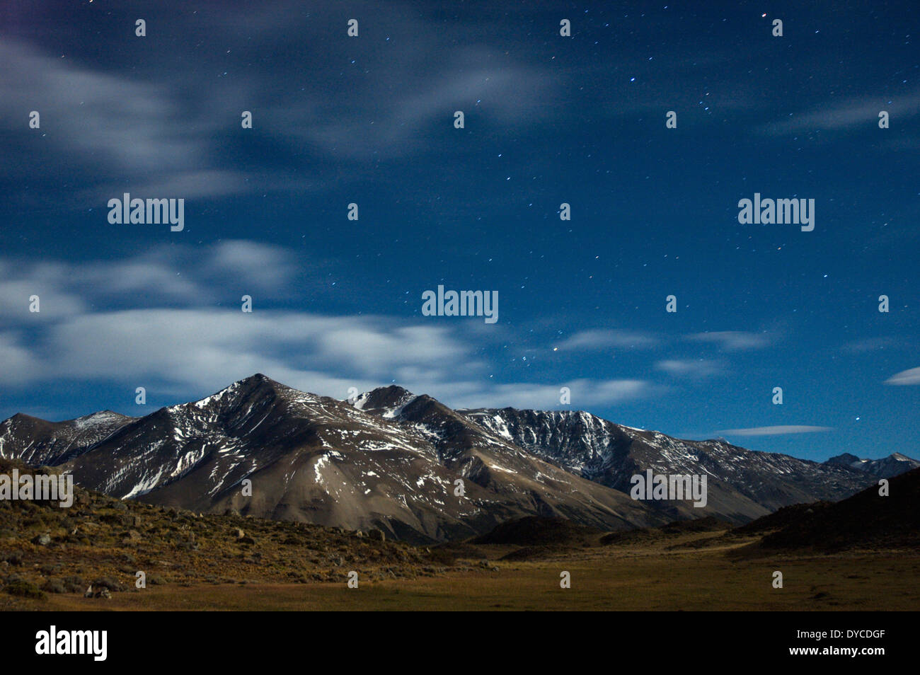 "El Rincon" Stars und Mondschein Berglandschaft, Nationalpark Perito Moreno, südlichen Anden Patagoniens, Santa Cruz, Argentinien Stockfoto