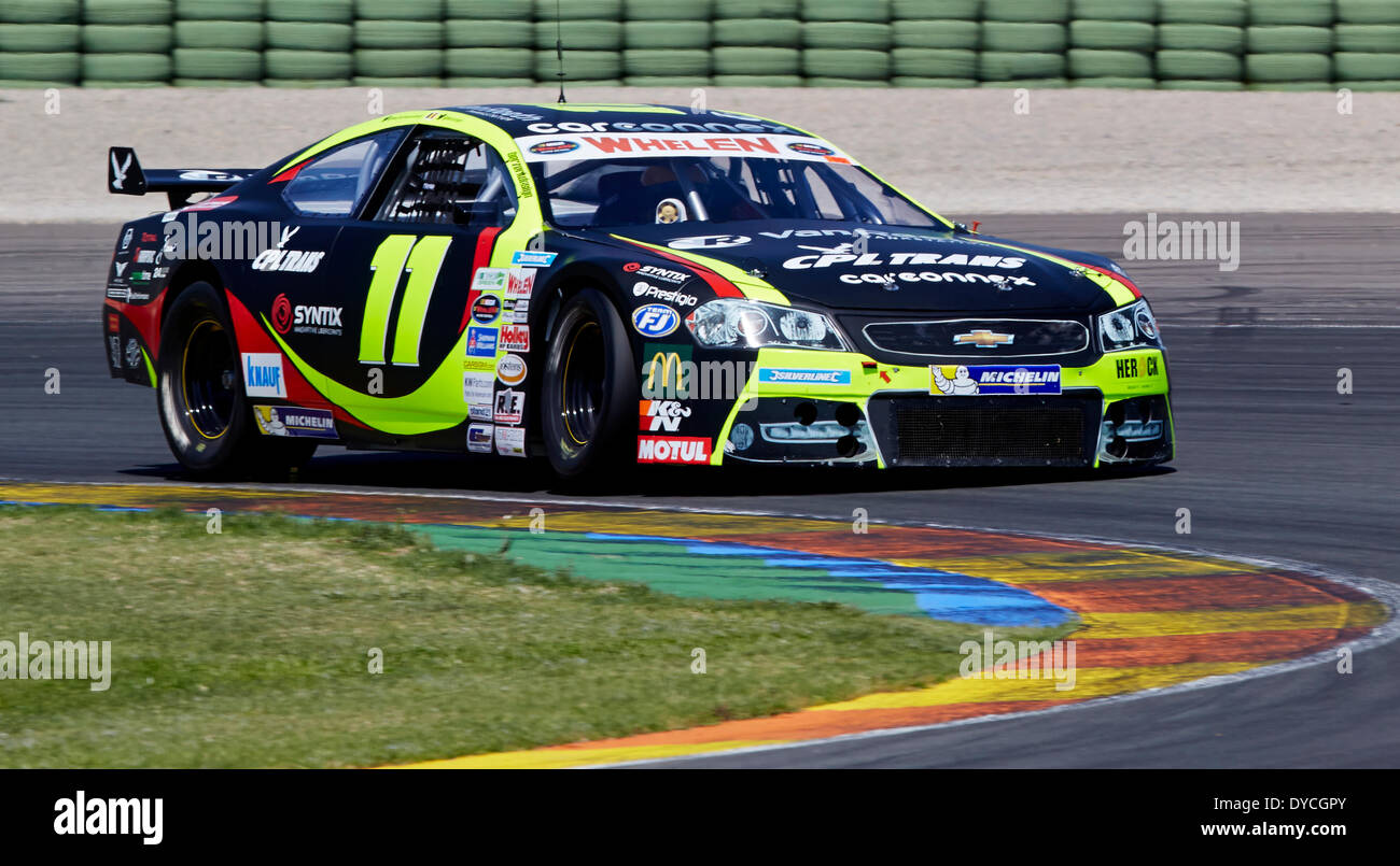 Valencia, Spanien. 13. April 2014. Neal Vanvaerenbergh Belgiens während der Nascar Whelen Euro Seriese Elit 2 Rennen am Circuit De La Comunitat Valenciana, Cheste, Valencia Credit: Action Plus Sport/Alamy Live News Stockfoto