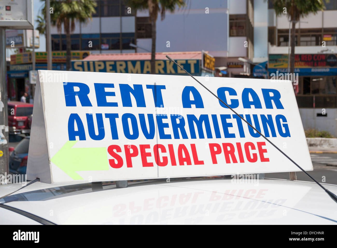 Auto Mieten Zeichen Spanien Stockfotografie Alamy