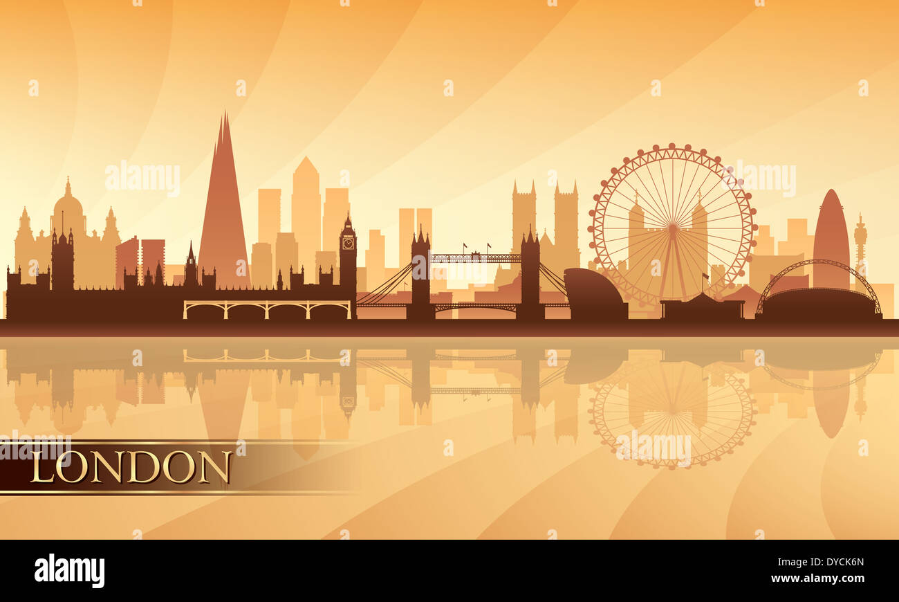 London City Skyline Silhouette Hintergrund Stockfoto