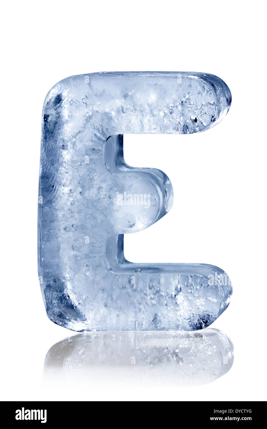 Eis-Alphabet-Buchstabe E Stockfoto