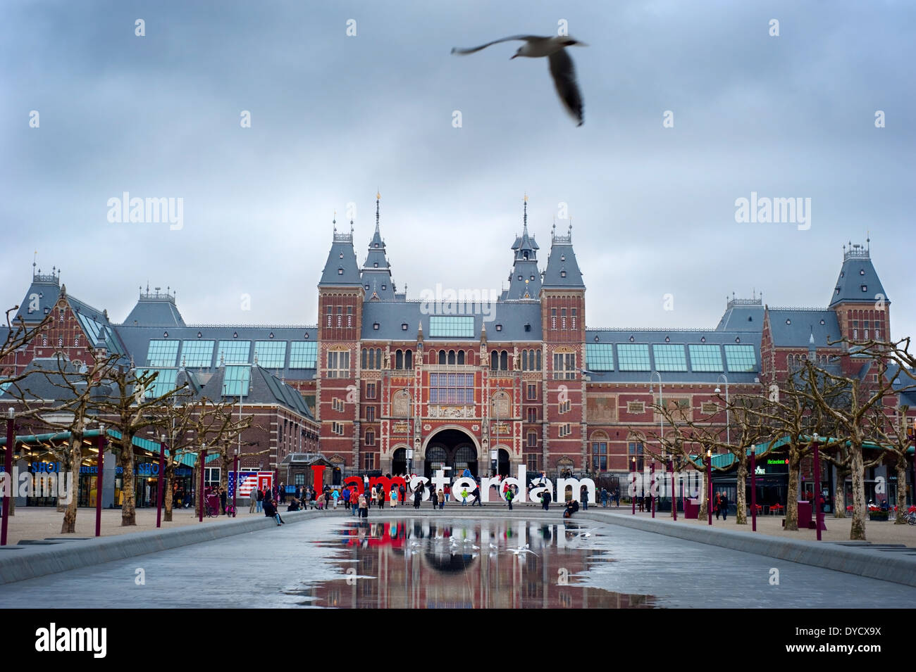 Das Rijksmuseum Amsterdam Museumsbereich mit den Worten Amsterdam. Stockfoto