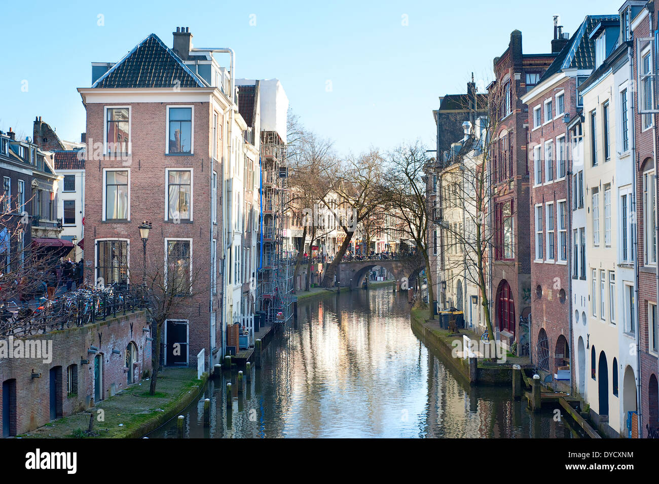 Kanäle in der alten Stadt von Utrecht in den Tag. Niederlande Stockfoto