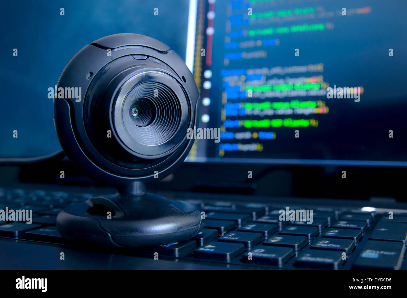 Web-Überwachungskamera. Spionage und Sicherheit im Internet Stockfoto