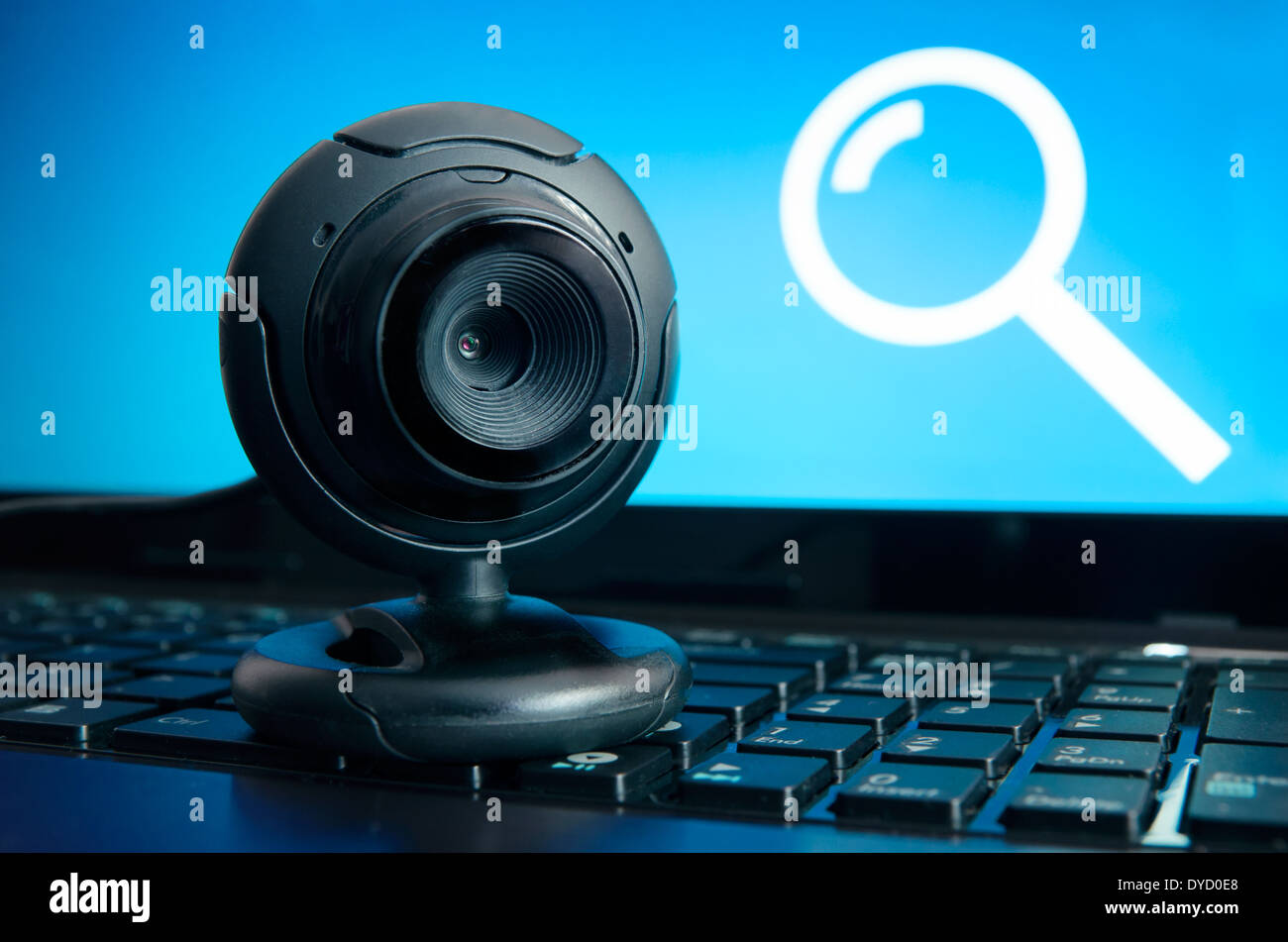 Web-Überwachungskamera. Spionage und Sicherheit im Internet Stockfoto
