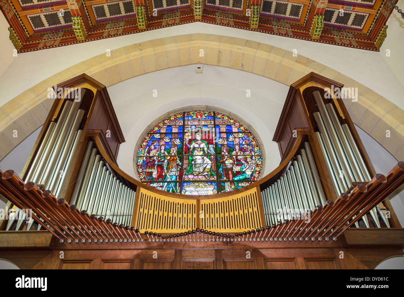 Winter Park Florida, Rollins College, Campus, Schule, Knowles Memorial Chapel, Orgel, Buntglasfenster, Besucher reisen Reise touristischer Tourismus la Stockfoto