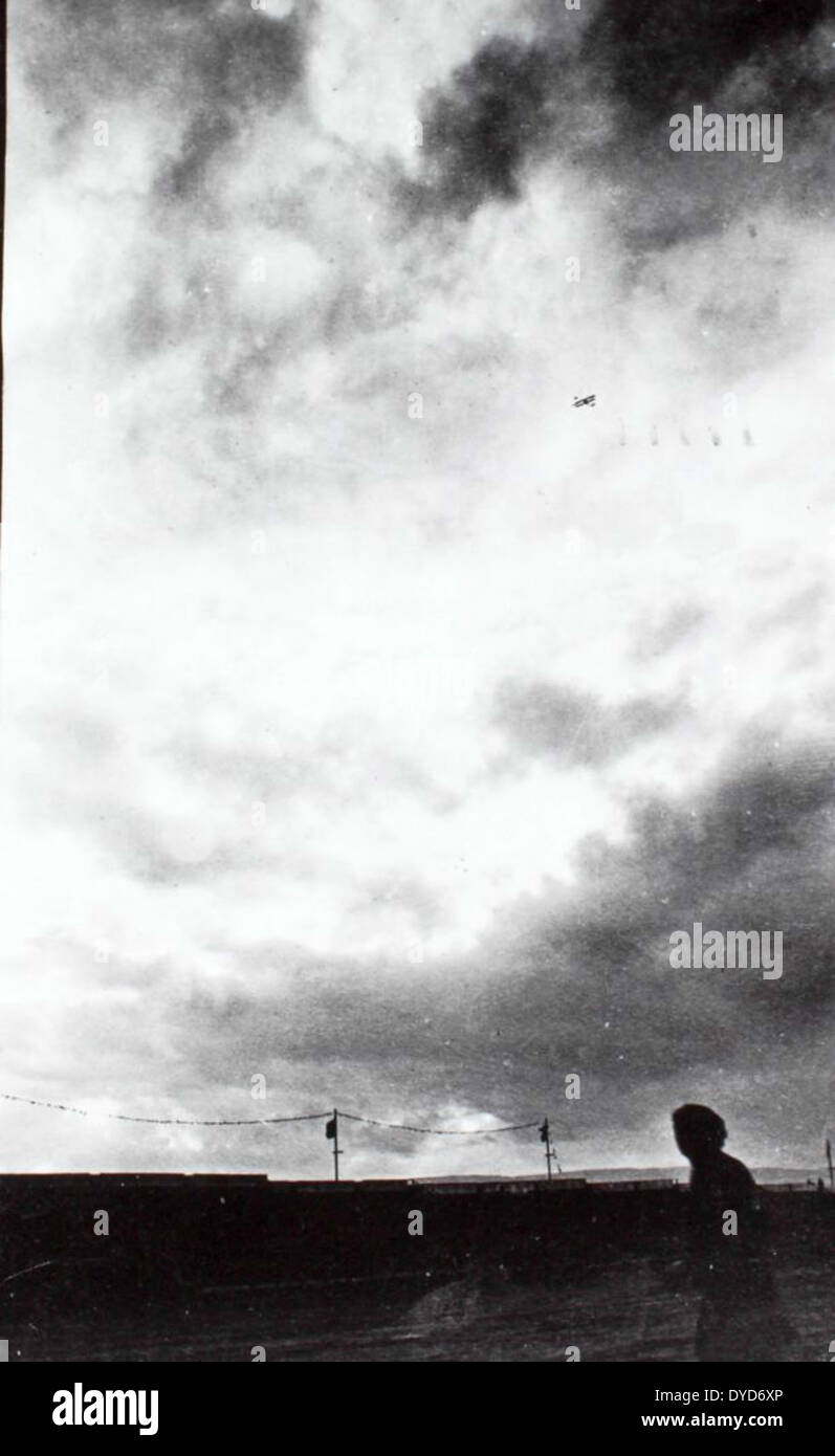 Dieses Bild aus dem Ray Fife Album zeigt verschiedene Curtiss Flugzeuge, darunter die Curtiss Hydro, Pusher und Triad, die alle von Glenn Curtiss entworfen wurden. Diese frühen Flugzeuge markierten wichtige Meilensteine in der Luftfahrt. Stockfoto