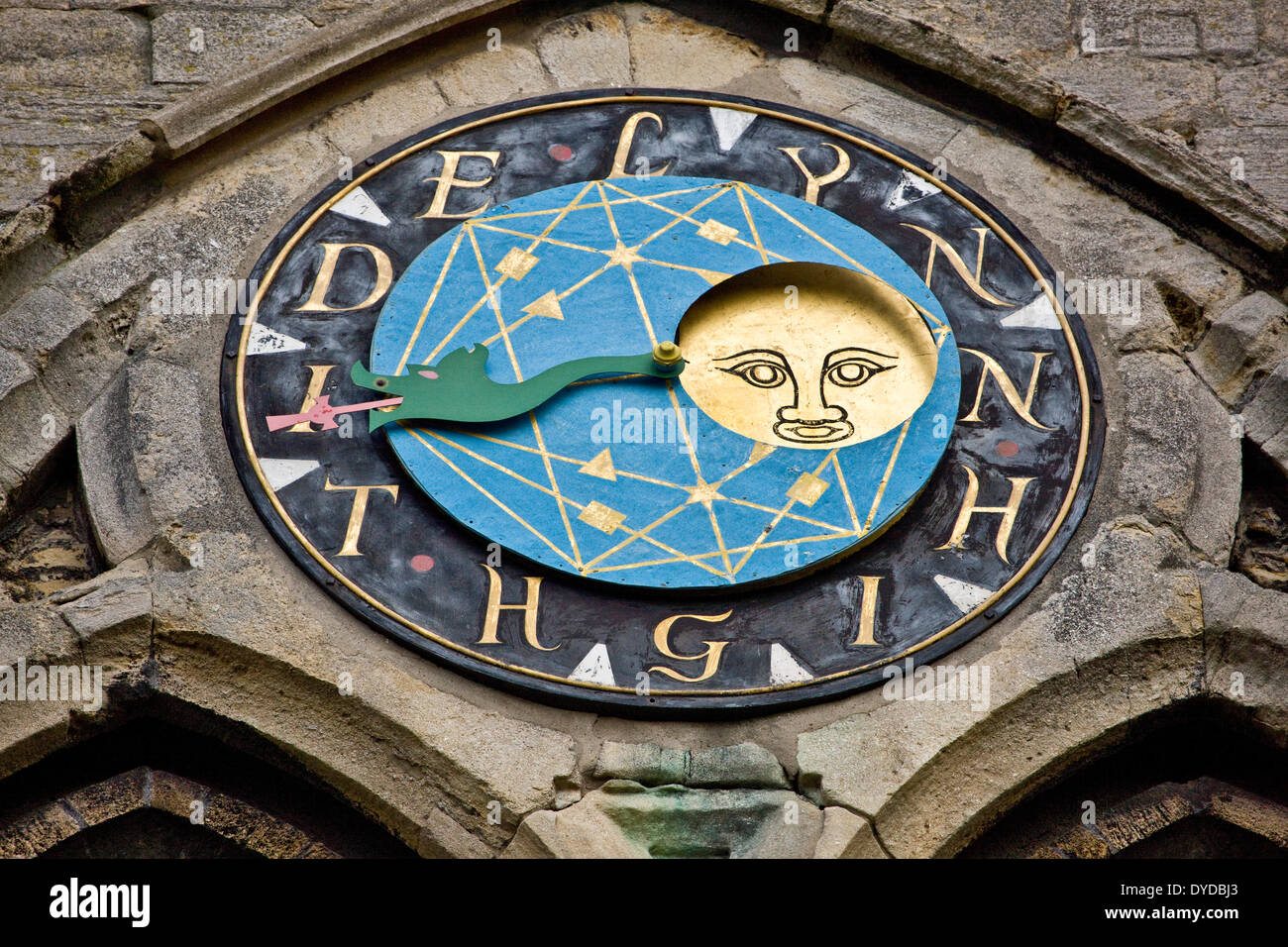 Gezeiten Sie-Uhr auf St-Margarethen Kirche in King's Lynn. Stockfoto