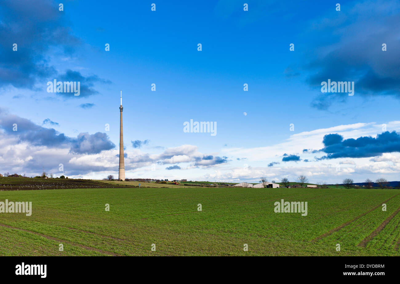 TV-Mast in der Nähe von Emley und Holmfirth in Yorkshire. Stockfoto