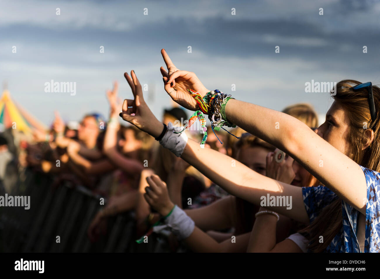 Das Publikum auf dem Brownstock Festival in Essex. Stockfoto