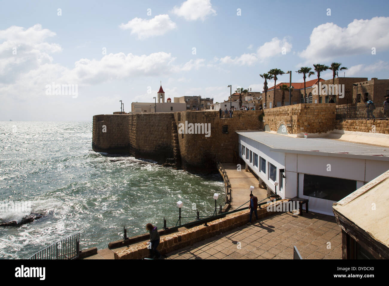 Blick auf die alte Stadtmauer, Akko (Acre), Israel. Stockfoto