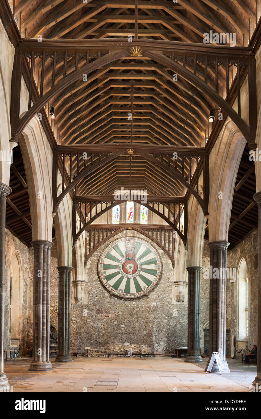 Der große Saal und der Runde Tisch in Winchester Castle. Stockfoto