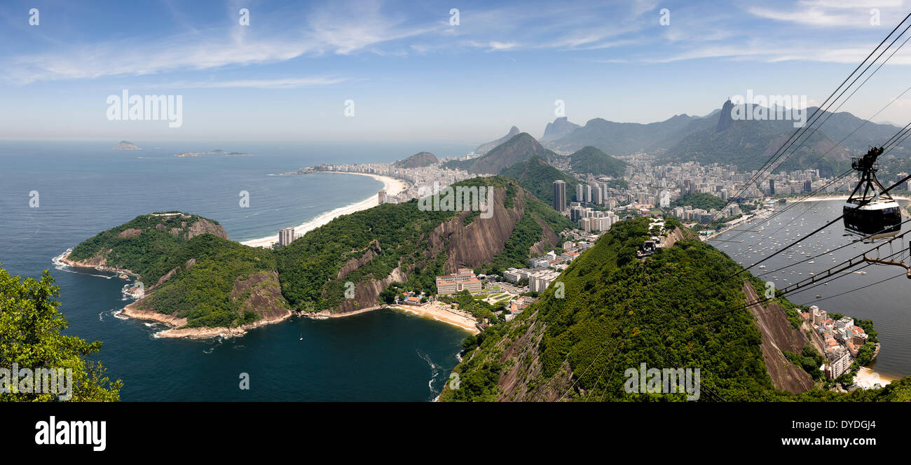 Blick von oben auf den Zuckerhut in Rio De Janeiro. Stockfoto