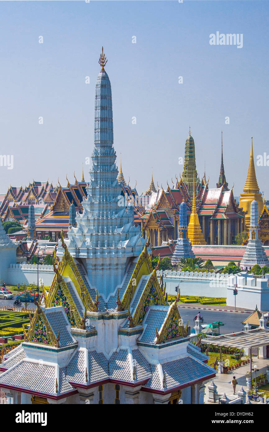 Thailand Asien Bangkok Royal Palace Wat Phra Kaew Architektur bunte Farben Innenstadt berühmte Geschichte Bild Palast panorama Stockfoto