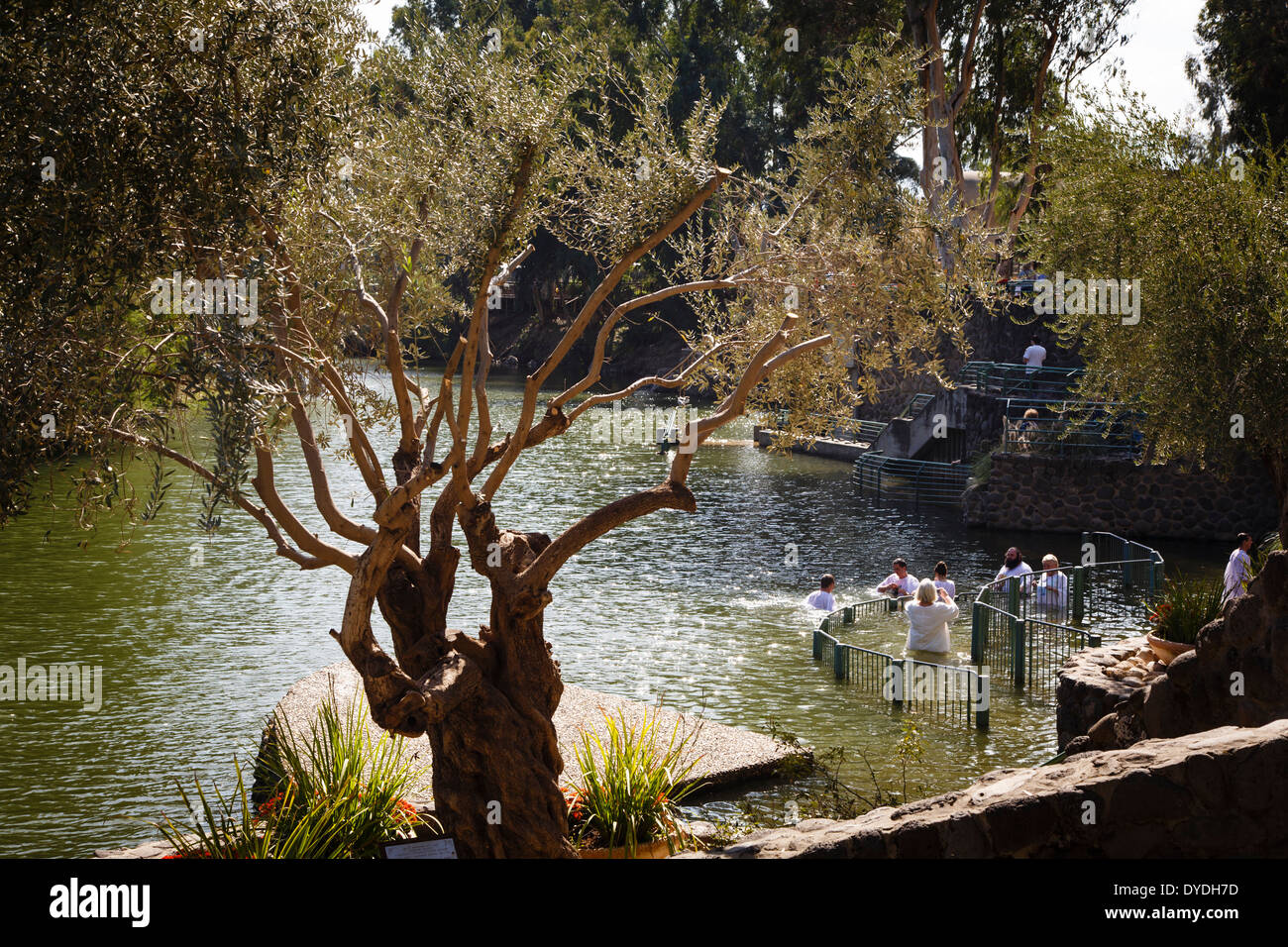 Der Yardenit Taufstelle am Jordan-Fluss in der Nähe von Meer von Galiläa, Israel. Stockfoto