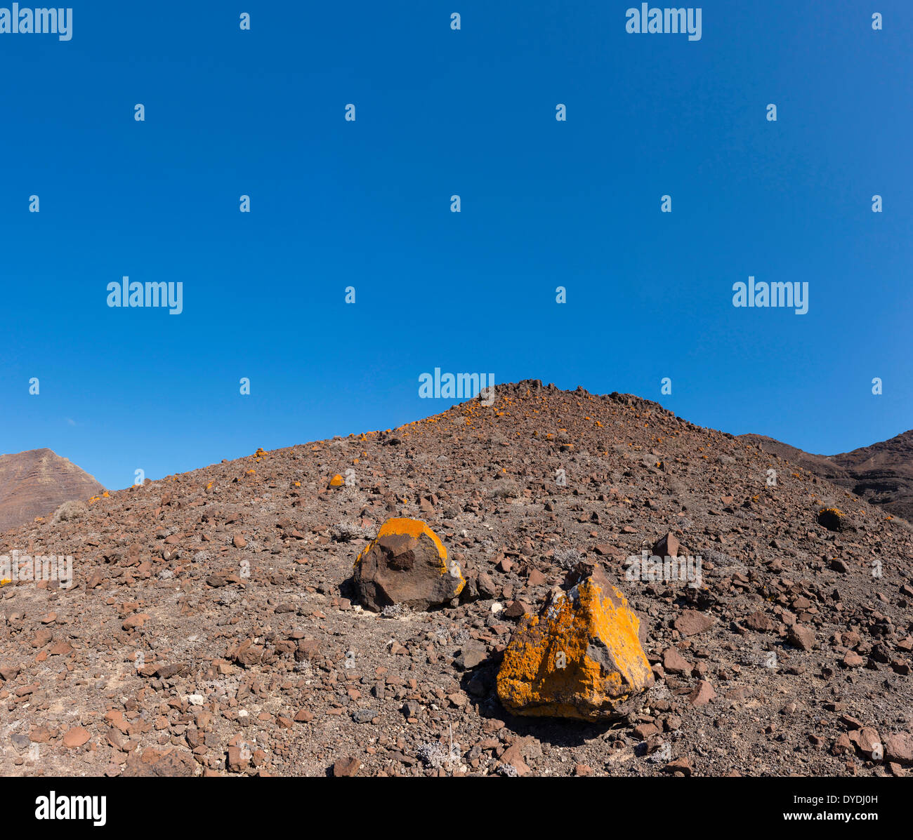 Spanien Europa Fuerteventura Kanaren Morro Jable Carretera Punta de Jandia Park Parque Natural Jandia Landschaft Sommer hill Stockfoto