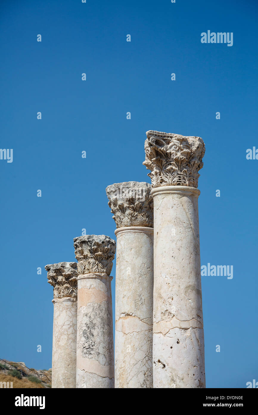 Ruinen der römisch-byzantinischen Stadt Skythopolis, Tel Beit Shean Nationalpark Beit Shean, Israel. Stockfoto