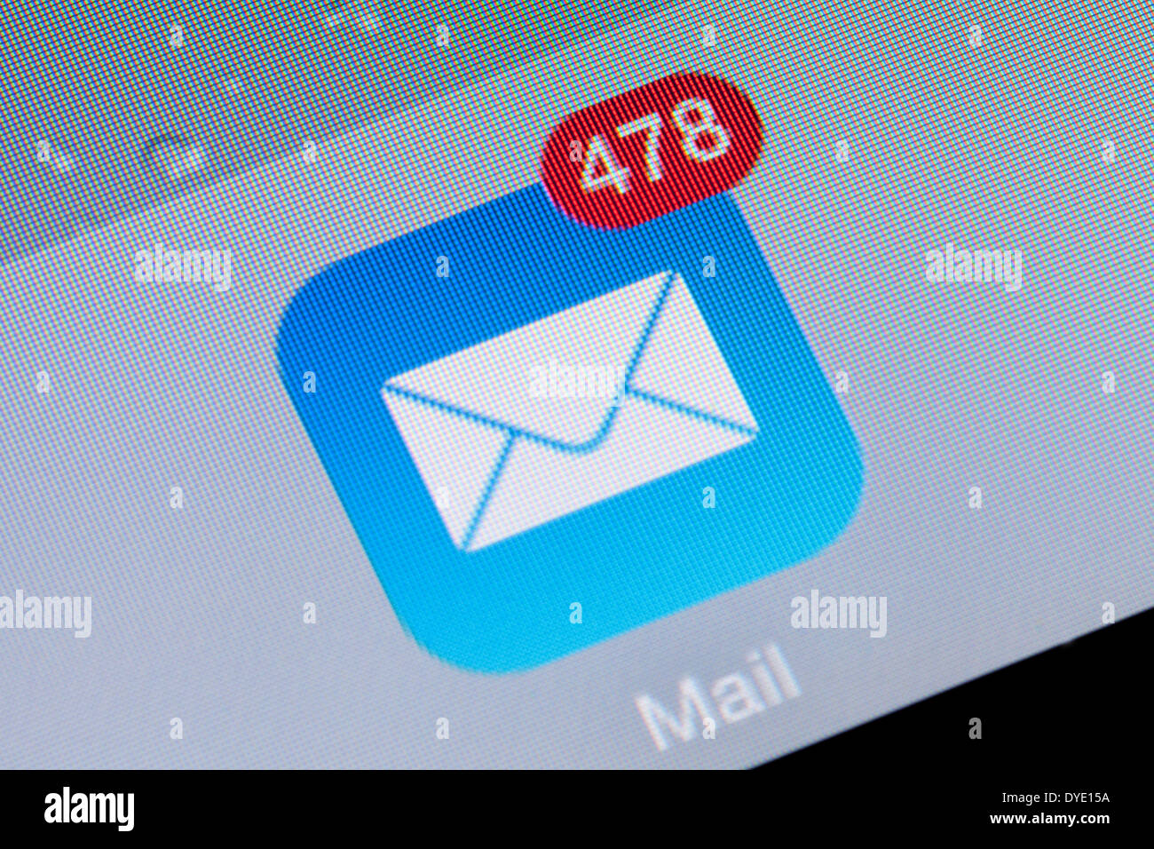 Nahaufnahme von einer e Mail app Symbol Logo-Posteingang auf einem iPad, UK Stockfoto