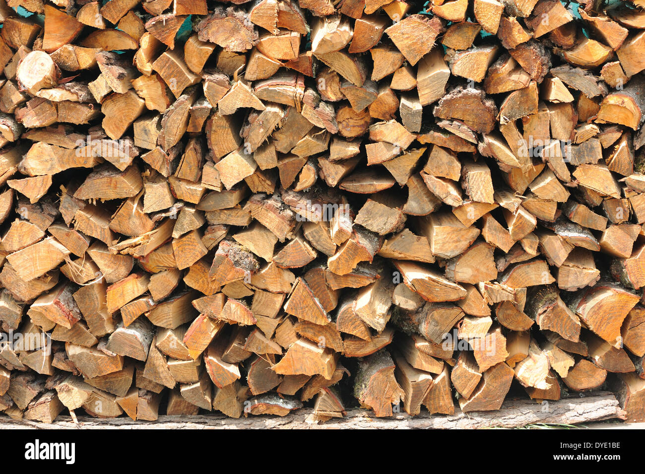 Brennholz zum Kochen gestapelt vor einem Haus. San Juan la Laguna. Departamente de Sololá, Republik Guatemala. Stockfoto